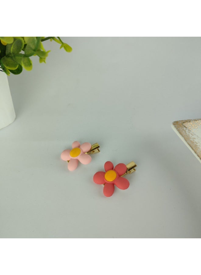 عرض 2 توكة شعر كلبس شكل وردة أنيقة – تصميم رقيق وثبات مريح - Image 1